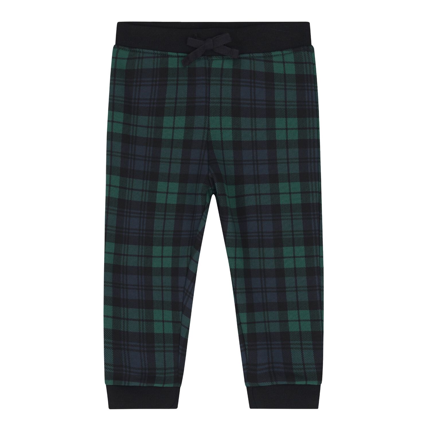 Baby Boys Black & Green Polo Bear Tartan Trouser Set, 1, hi-res