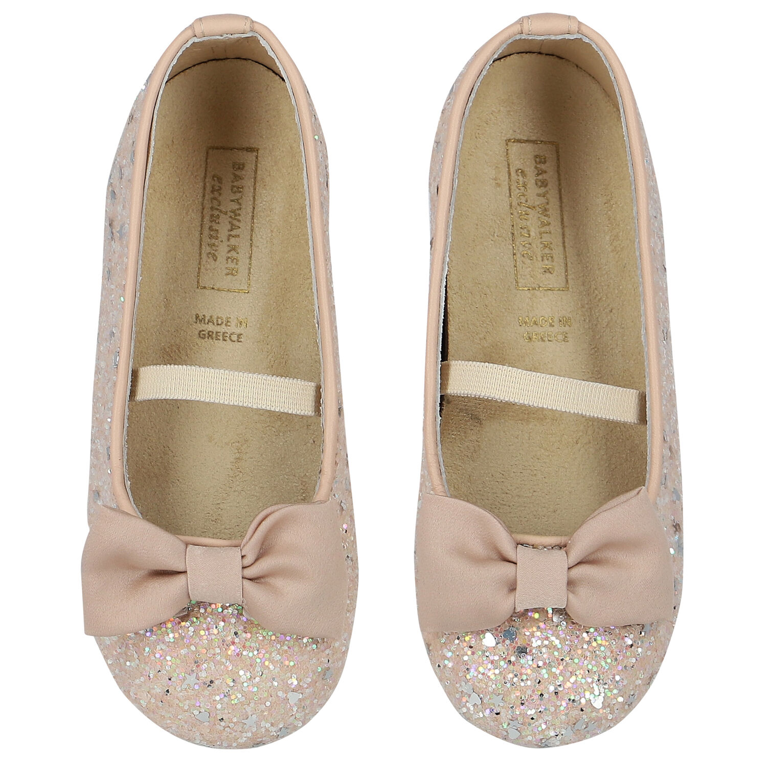 Girls Beige Embellished Bow Shoes, 1, hi-res image number null