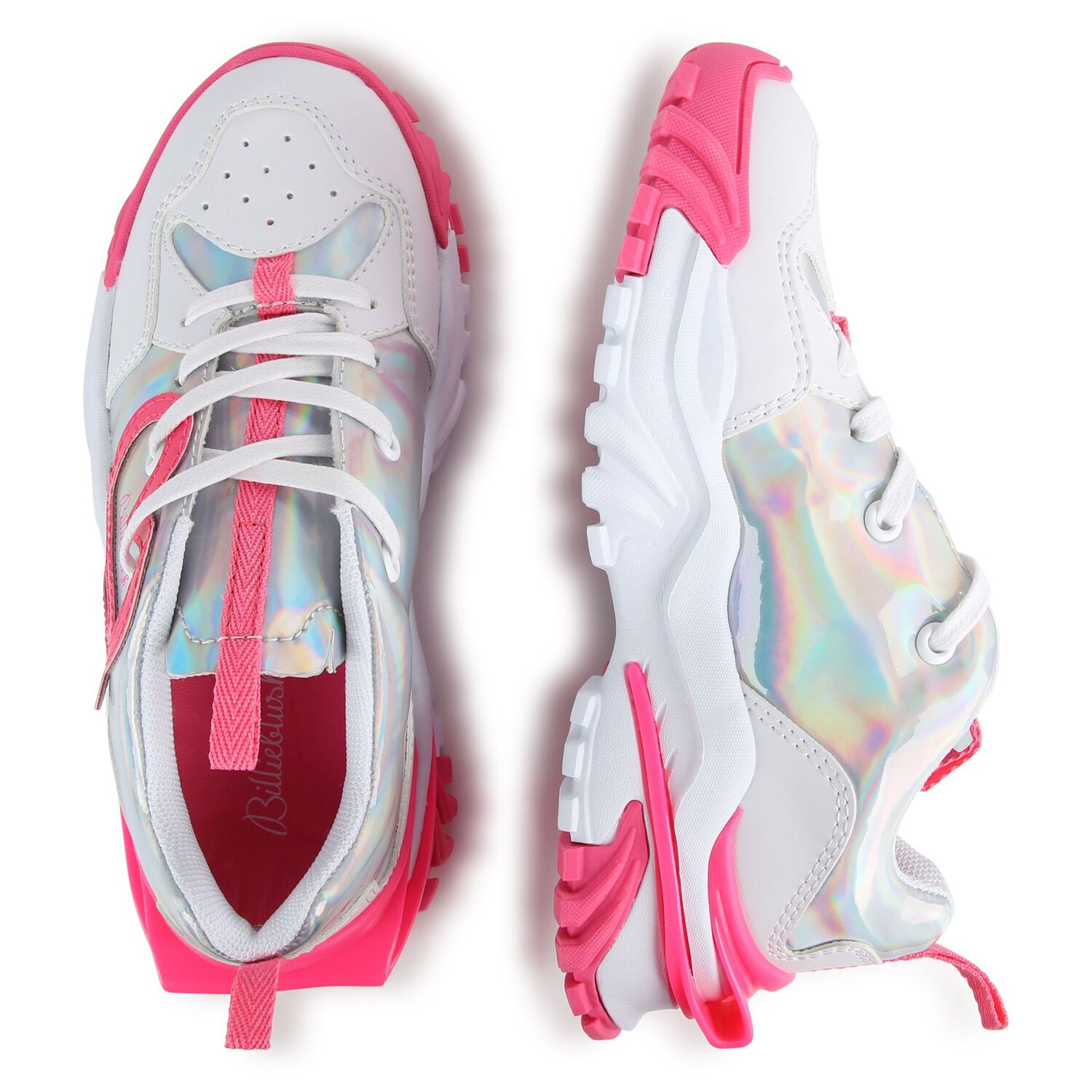 Girls White & Pink Logo Trainers, 1, hi-res image number null