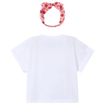 Girls White T-Shirt & Headband Set