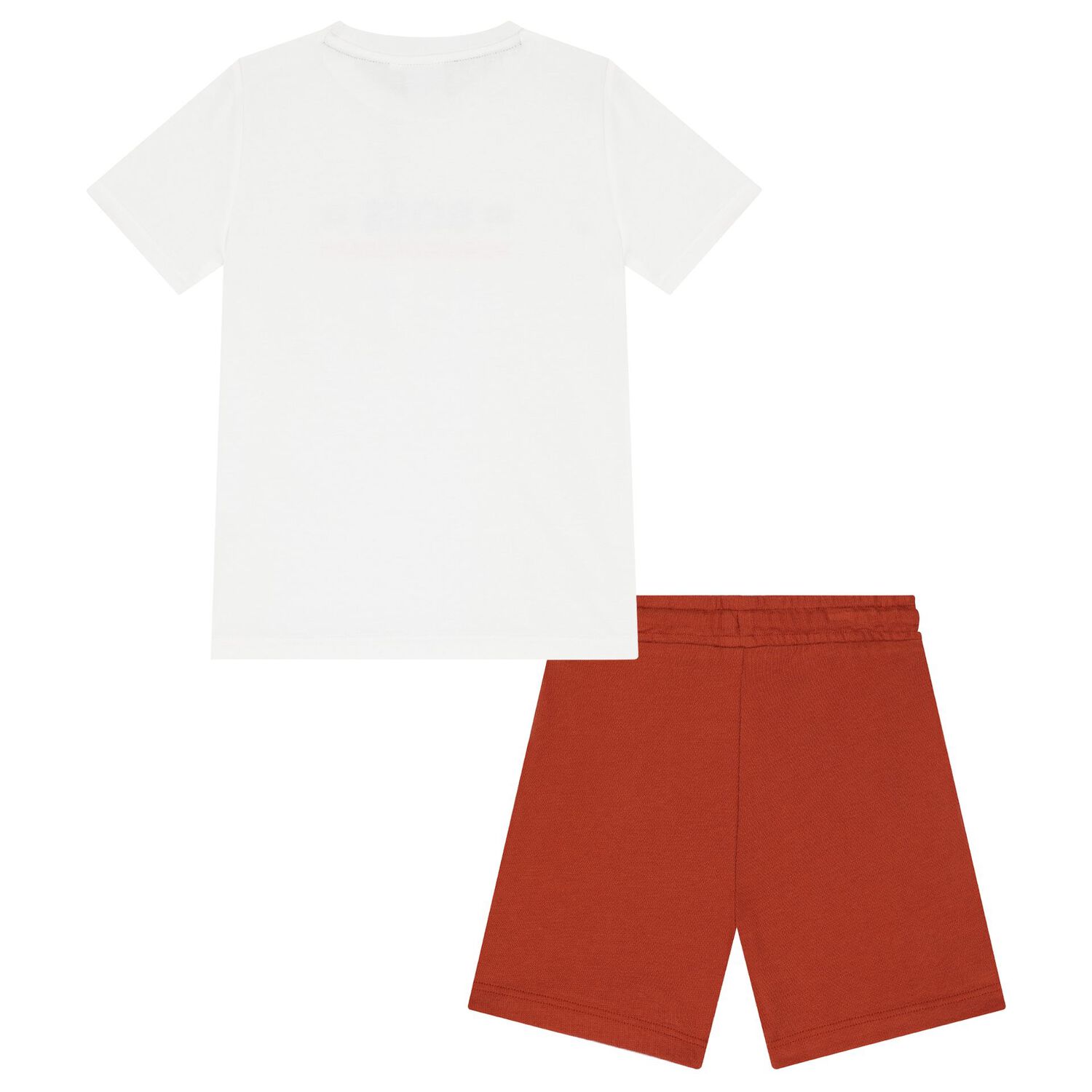 Boys White & Orange Logo Shorts Set, 1, hi-res