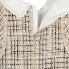 Girls Beige & White Tweed Pinafore Dress, 1, hi-res