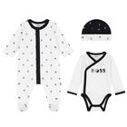 Baby Boys White & Black Logo Babygrow Gift Set, 1, hi-res