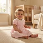 Baby Girls Pink Smocked Dress, 1, hi-res