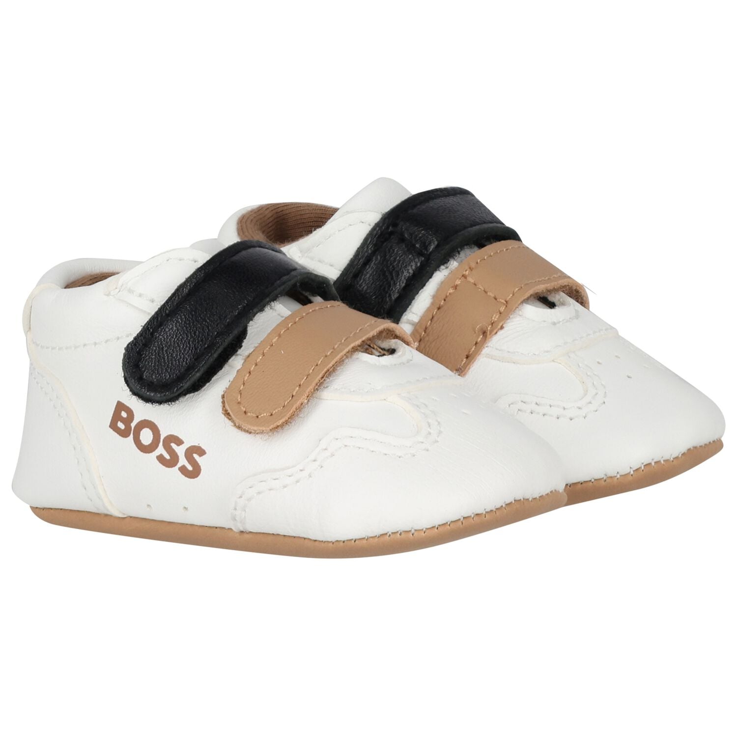 Baby Boys White Logo Pre Walker Shoes, 1, hi-res