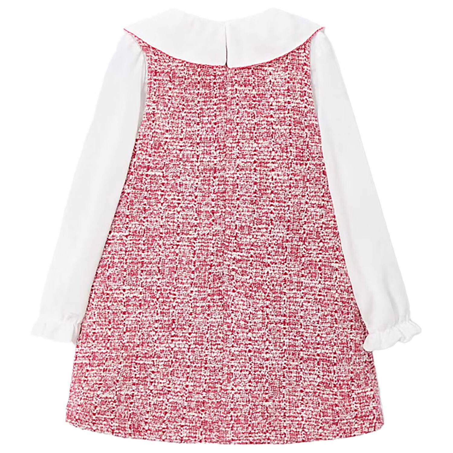 Girls White & Red Bow Dress, 1, hi-res