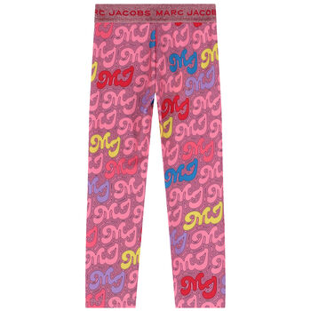 Girls Pink Logo Leggings