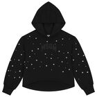 Girls Black Logo Hooded Top, 1, hi-res