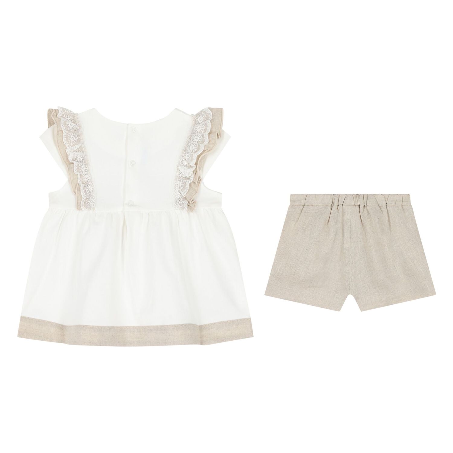 Younger Girls Ivory & Beige Dress Set, 1, hi-res image number null