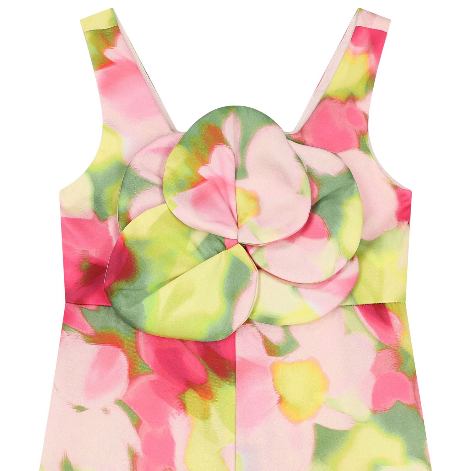 Girls Pink & Green Flower Satin Jumpsuit, 1, hi-res image number null