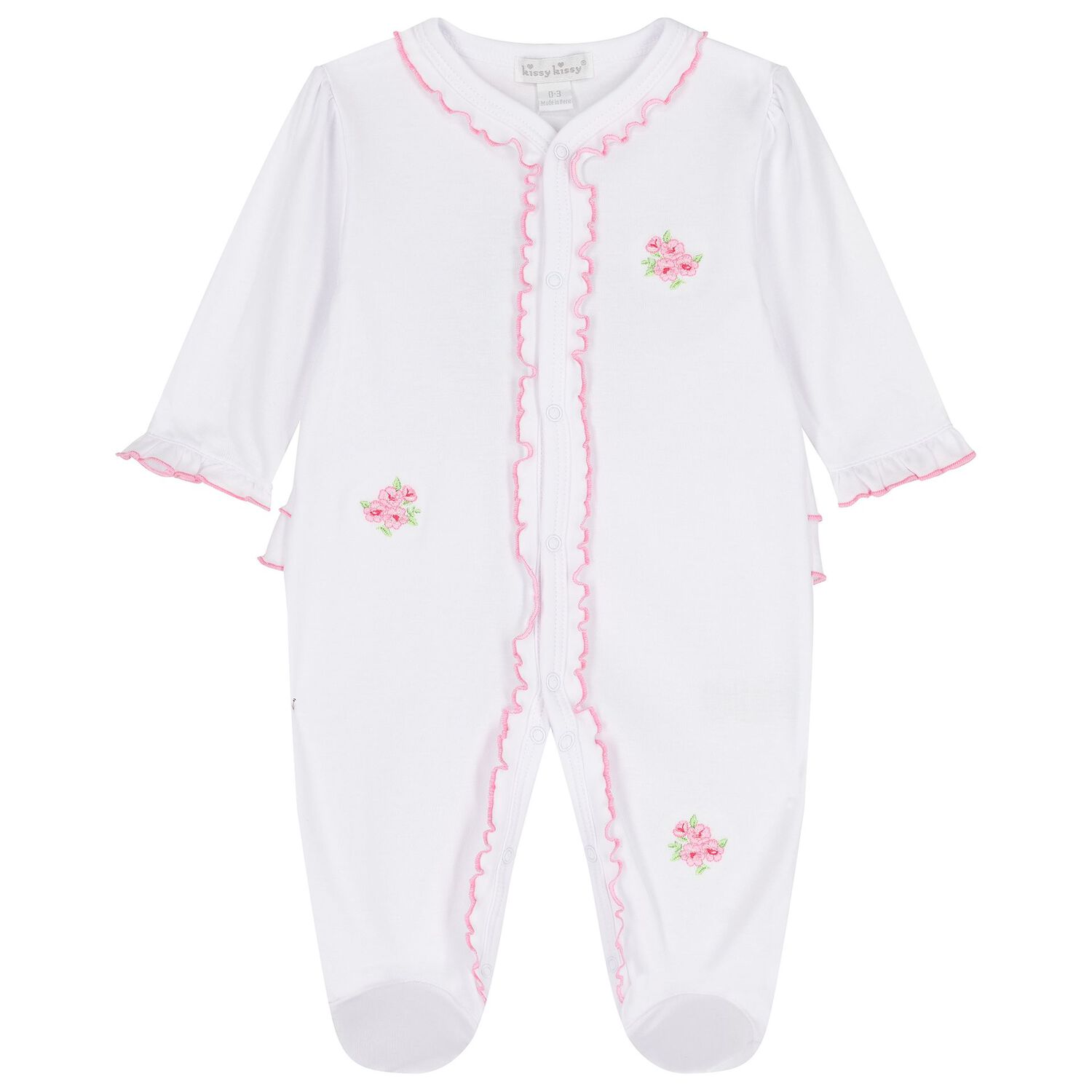 طقم افرول مزين بالزهور للبنات باللون الابيض والوردى , 1, hi-res image number null