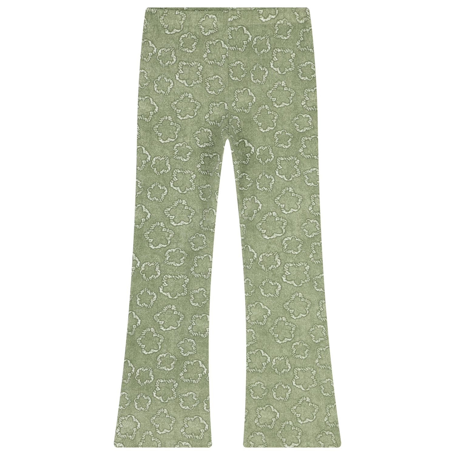 Girls Beige & Green Flower Leggings Set, 2, hi-res
