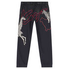 Girls Dark Grey Logo Joggers, 1, hi-res