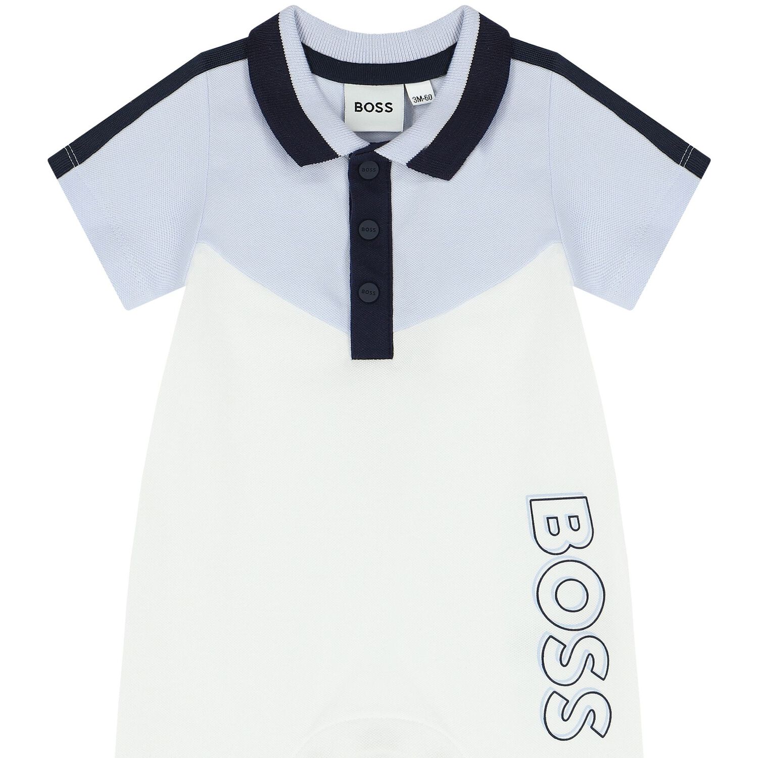 Baby Boys White Logo Polo Romper, 1, hi-res image number null