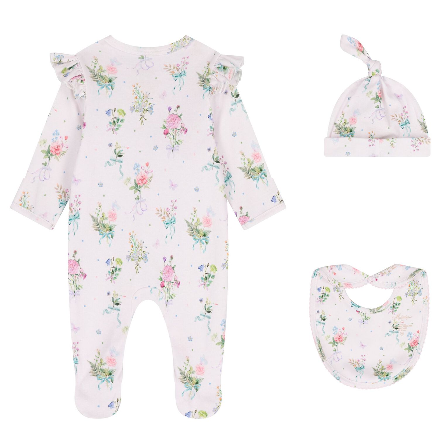 Baby Girls Pink Floral Babygrow Set, 1, hi-res