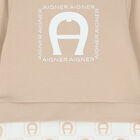 Beige & White Logo Babygrow, 1, hi-res