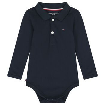 Baby Boys Navy Blue Logo Bodysuit