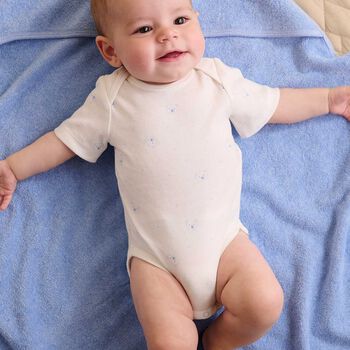 Baby Boys White & Blue Bodysuits ( 2-Pack )