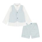 Baby Boys White & Blue Shorts Set, 2, hi-res