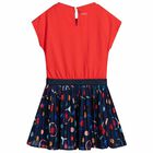 Girls Red & Blue Printed Dress, 1, hi-res