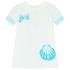 Girls White & Blue Logo Bag Leggings Set, 1, hi-res