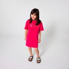 Girls Pink Embellished Logo Dress, 1, hi-res