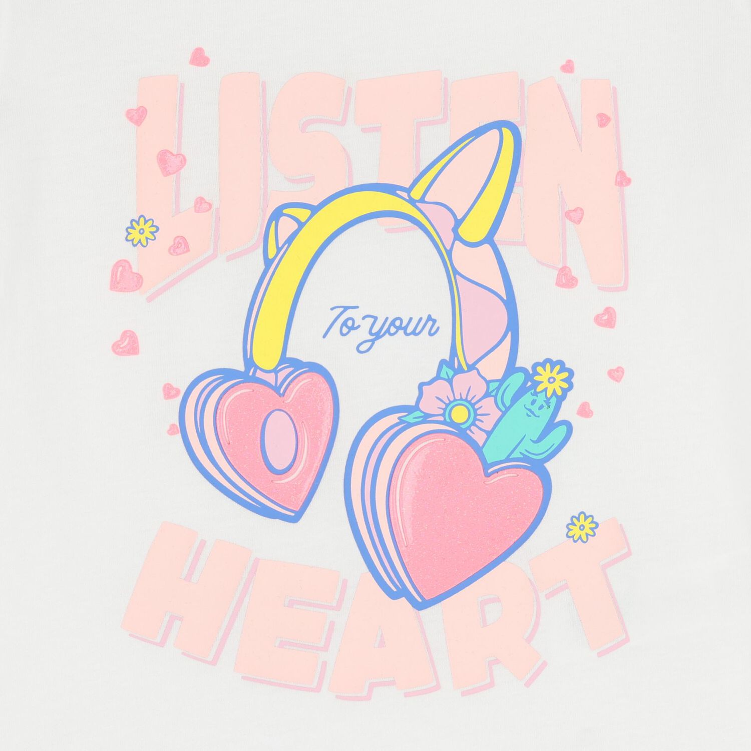 Girls White Headphones T-Shirt, 1, hi-res