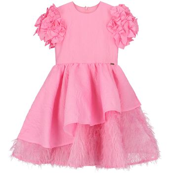 Girls Pink Ruffle Peplum Dress