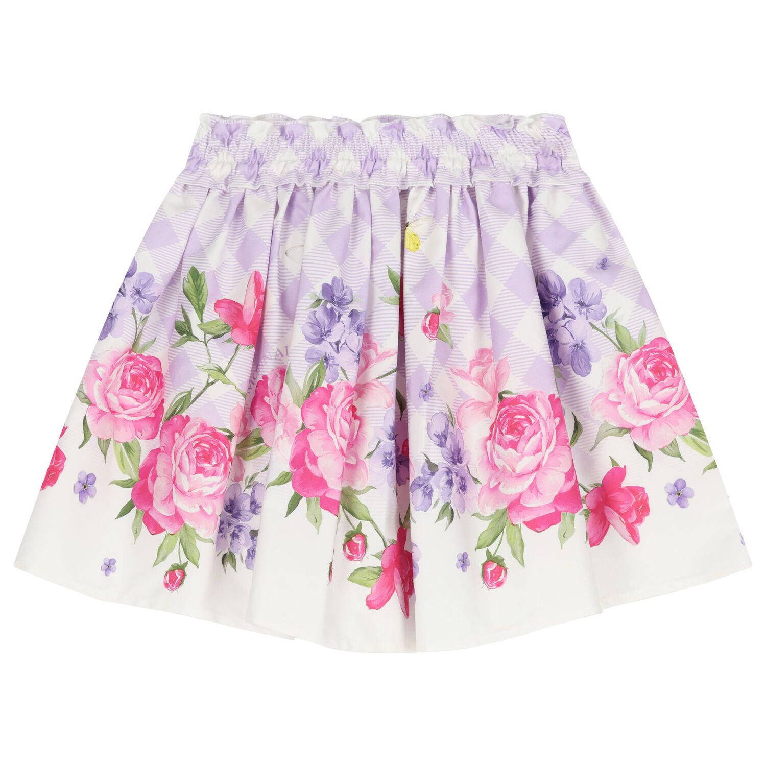 Girls White & Lilac Floral Skirt Set, 2, hi-res