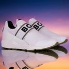 Boys White Logo Trainers, 2, hi-res