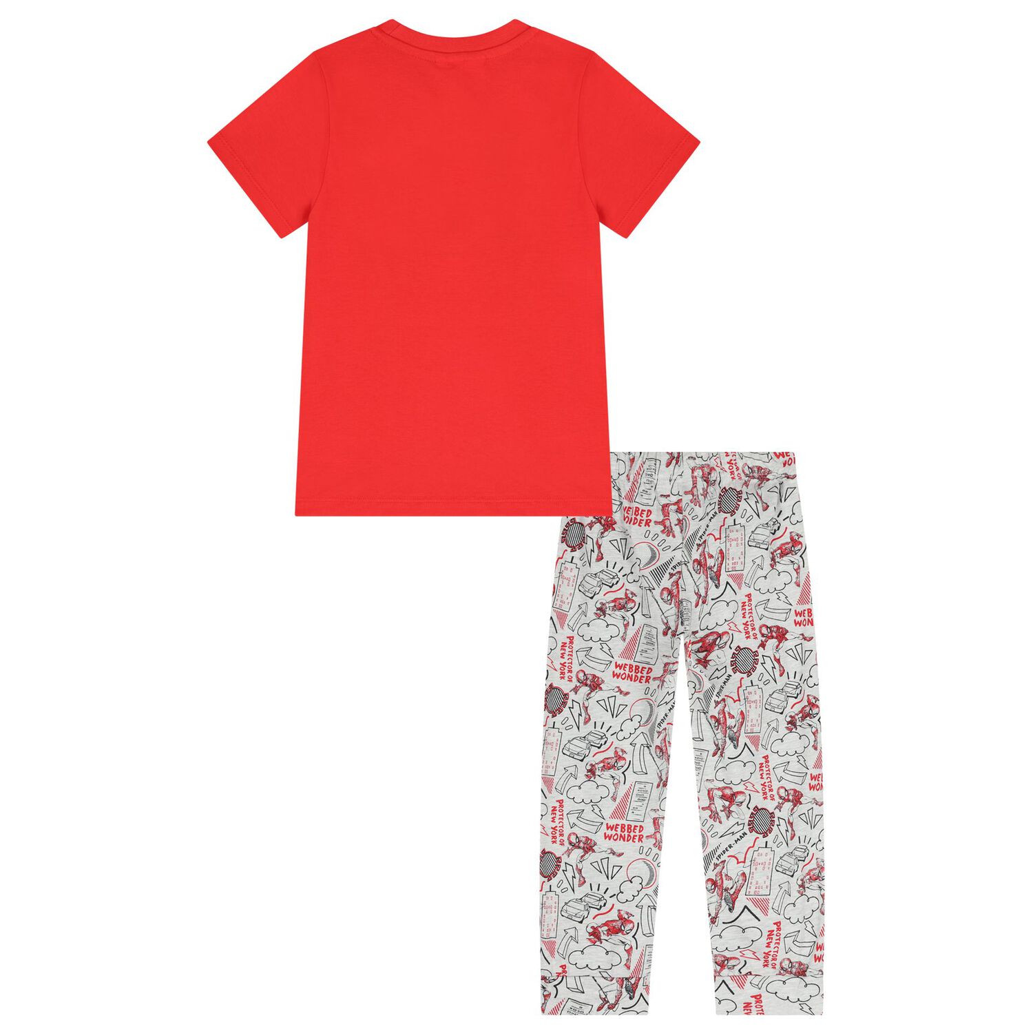 Boys Red & Grey Spiderman Pyjamas, 1, hi-res