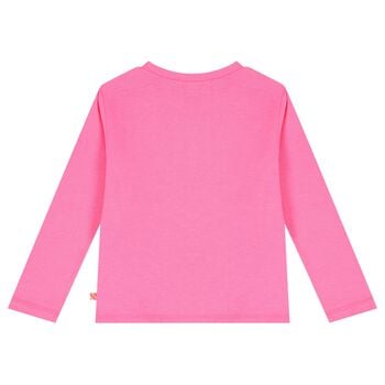 Girls Pink Logo Sequin Long Sleeve Top