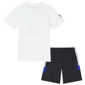 White & Black Logo Shorts Set 