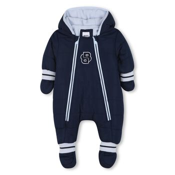 Baby Boys Navy Blue Logo Snowsuit