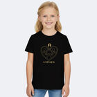 Girls Black & Gold Heart Logo T-Shirt, 2, hi-res