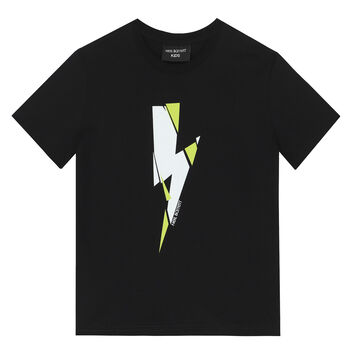 Boys Black Thunderbolt Logo T-Shirt