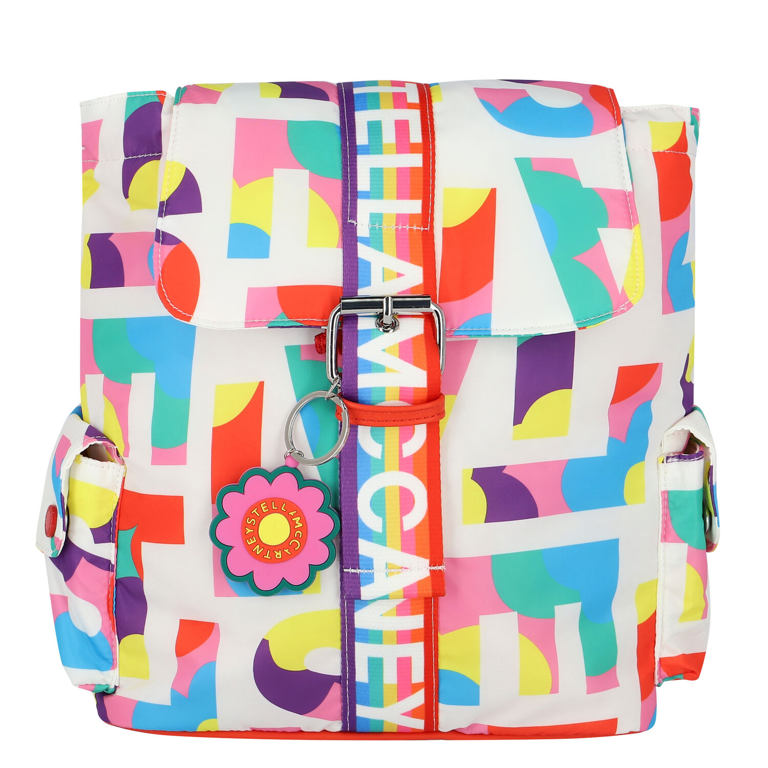Girls White Logo Backpack, 1, hi-res