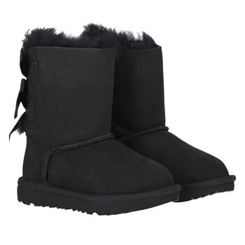 Younger Girls Black Bailey Bow II Suede Boots
