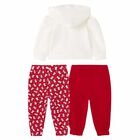 Younger Girls Ivory & Red 3-Piece Tracksuit, 1, hi-res