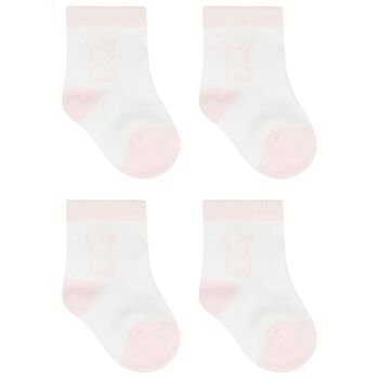 Baby Girls White & Pink Socks ( 2-Pack )