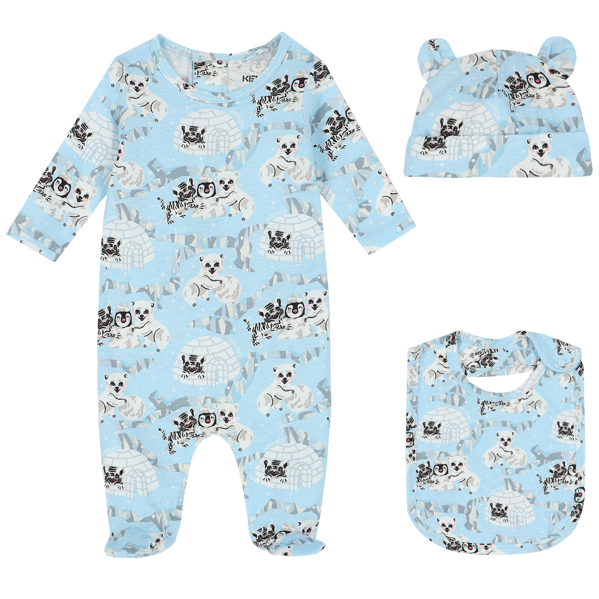 KENZO KIDS Baby Boys Blue Logo Babygrow Set Junior Couture UAE