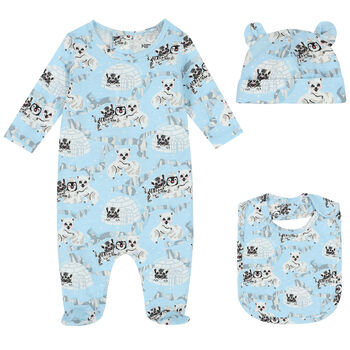 Baby Boys Blue Logo Babygrow Set