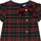 Girls Navy Blue & Red Tartan Pleated Dress, 1, hi-res