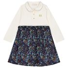 Girls Ivory Logo Dress, 1, hi-res