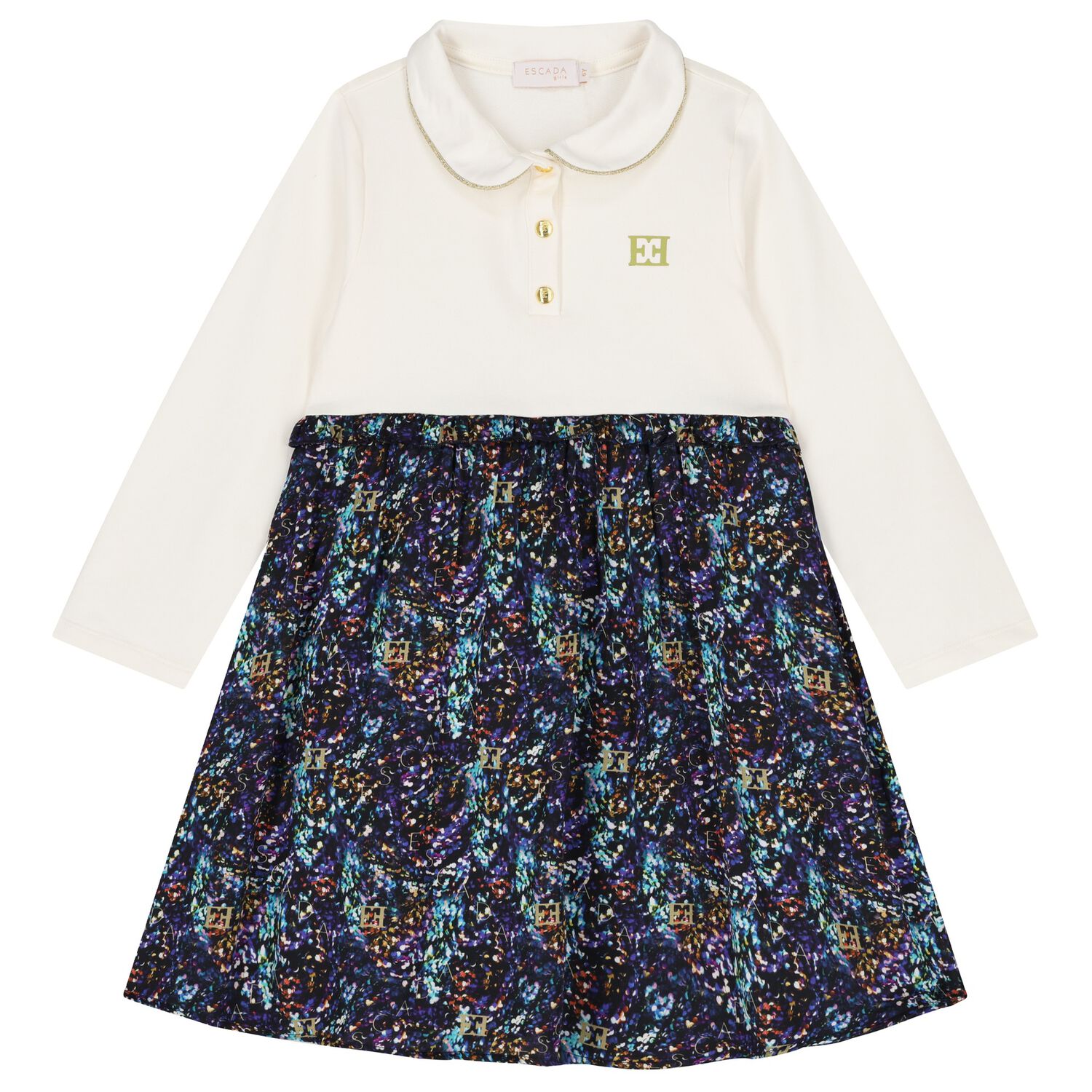 Girls Ivory Logo Dress, 1, hi-res