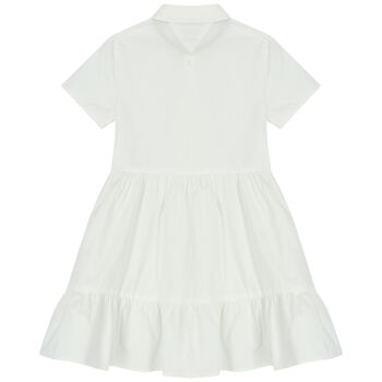 Girls White Logo Shirt Dress