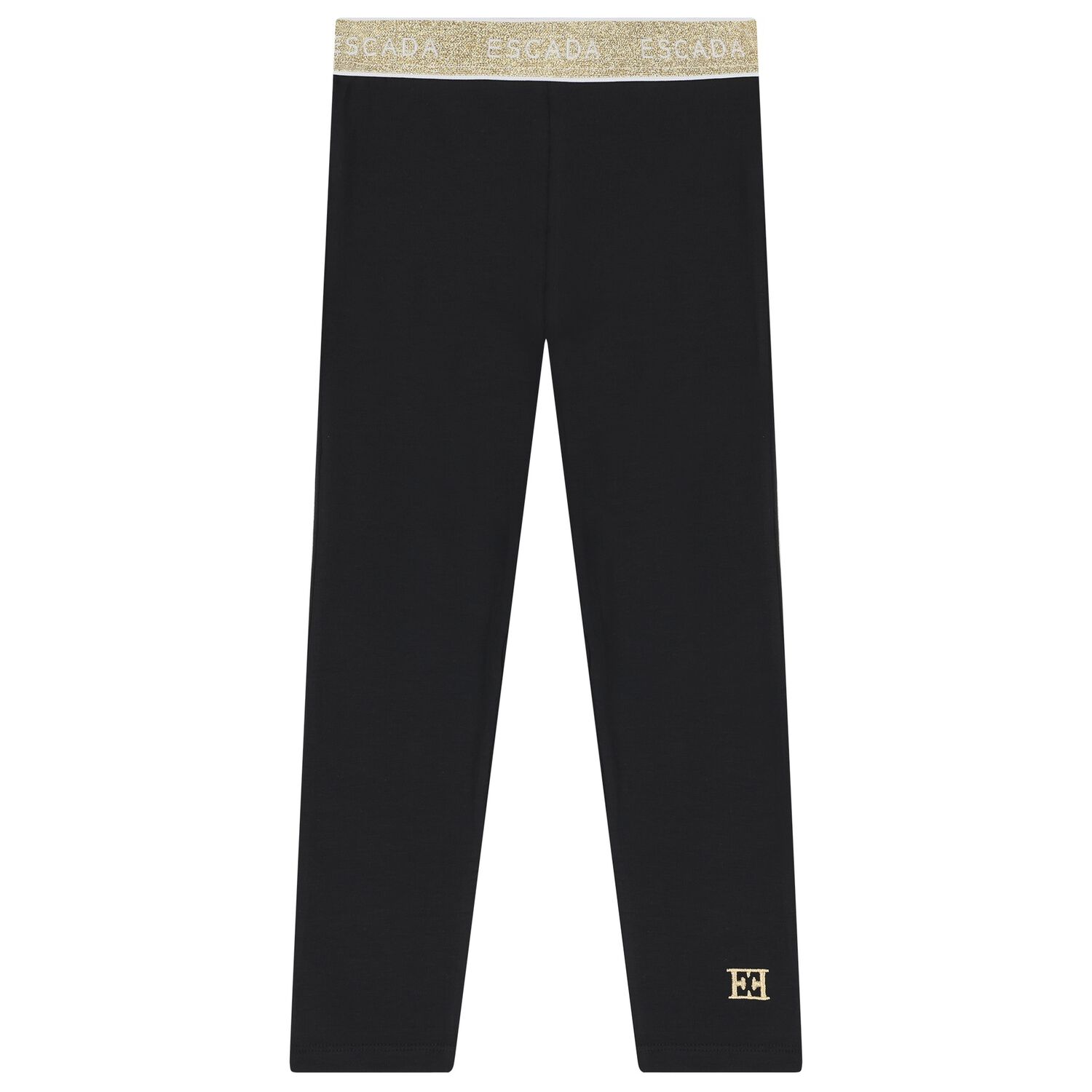 Girls Black & Gold Logo Leggings, 1, hi-res