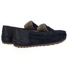 Boys Navy Blue Suede & Leather Loafers, 2, hi-res