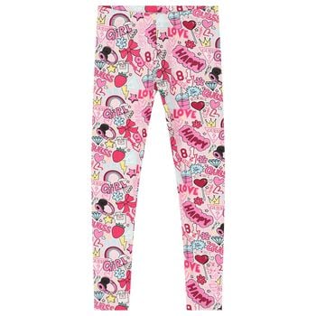 Girls Pink Logo Heart Leggings