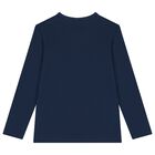 Boys Navy Blue Teddy Bear Long Sleeve Top, 3, hi-res